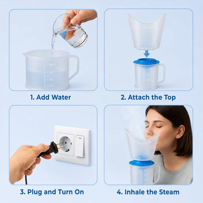 Electric Facial & Respiratory Steam Inhaler (OSV101) – 3-in-1 Attachments